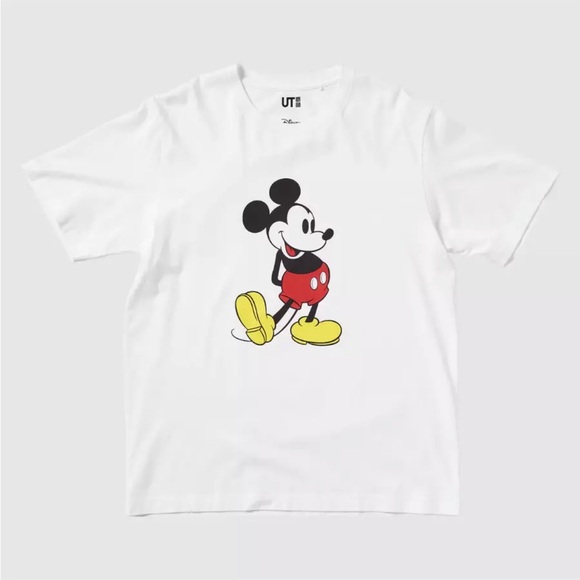 Uniqlo Tops - UNIQLO Mickey Stands Classic T-Shirt Size MEDIUM White 100% Cotton